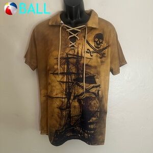 Ball Lacing Pirate Shirt Medium Gently worn Poly cotton blend no fabric tag